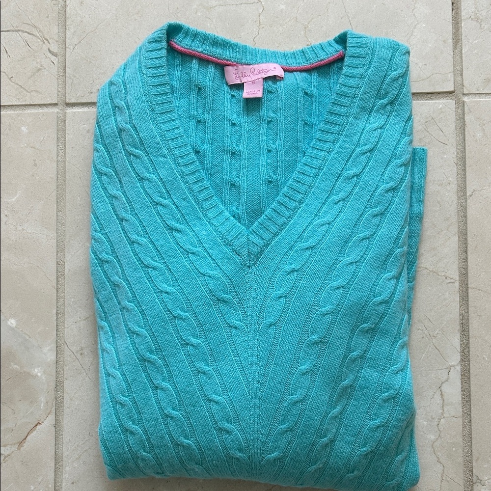 Lilly Pulitzer Aqua Cable Knit Sweater
